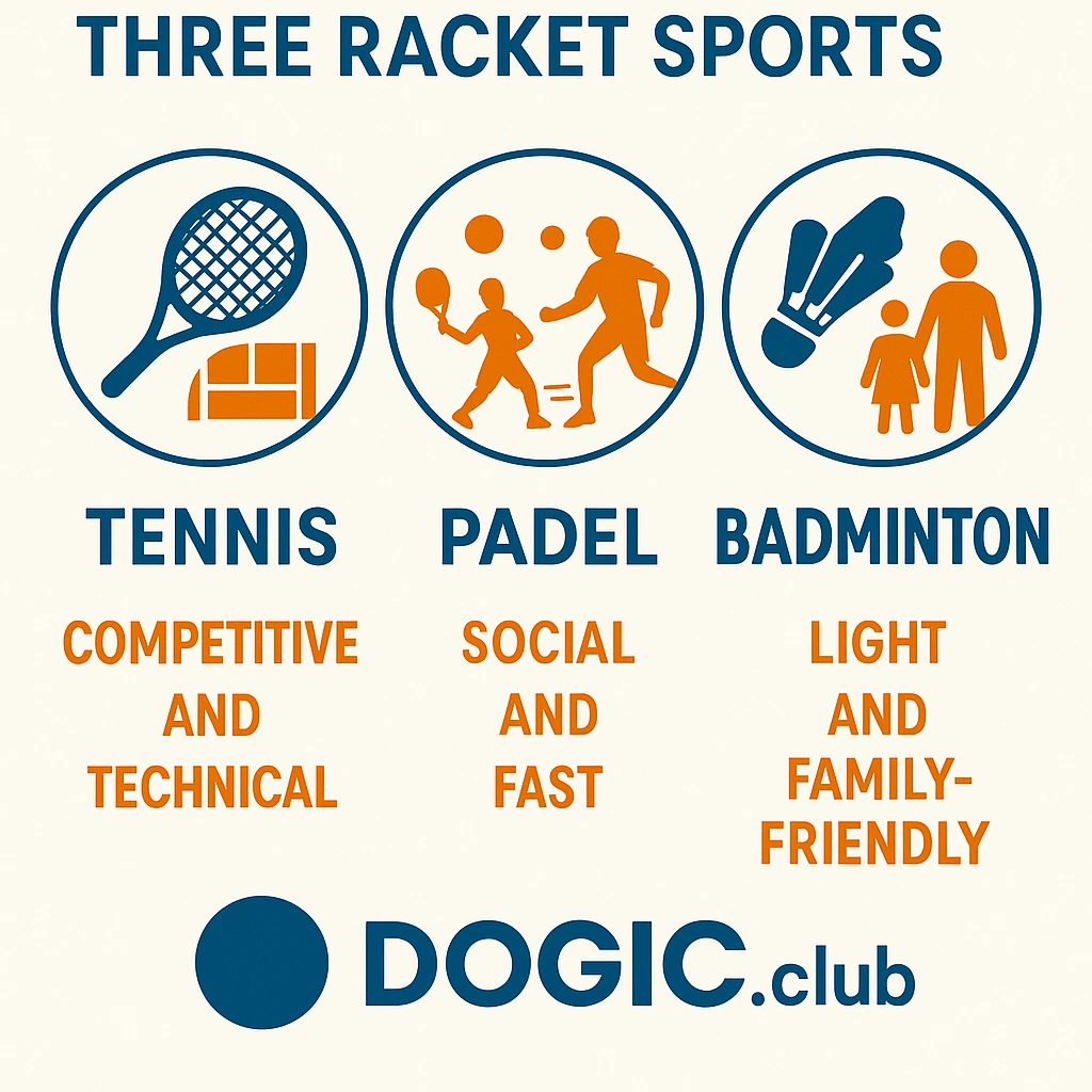 اینفوگرافیک تفاوت تنیس، پدل و بدمینتون از نظر ویژگی‌ها و سبک بازی – Dogic.club