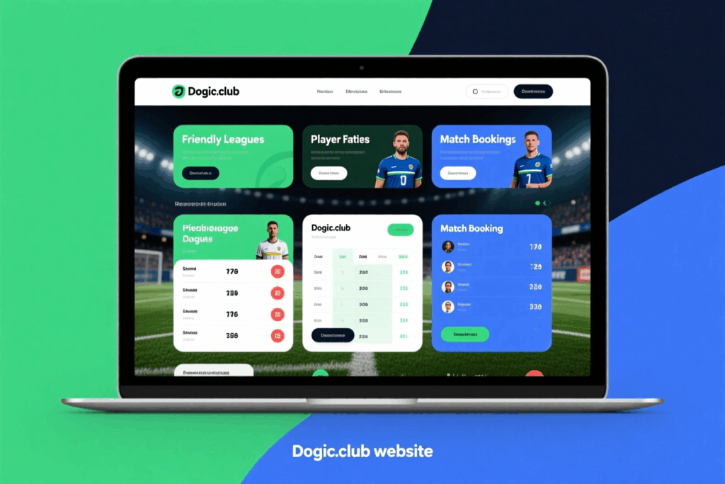 رابط کاربری اپلیکیشن Dogic Club با نمایش لیگ‌های دوستانه و سیستم امتیازدهی هوشمند بازیکنان.